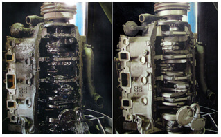 Parts washer before and after